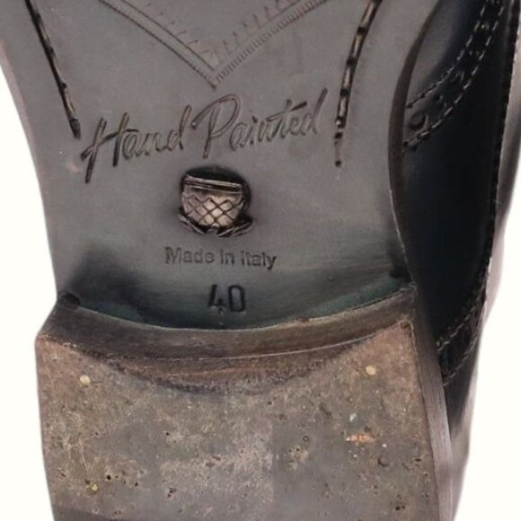 Navyboot Italy Navy Blue Leather Wingtip Chukka Boots Men 7 Dress Shoes Ankle 40 - Picture 8 of 12